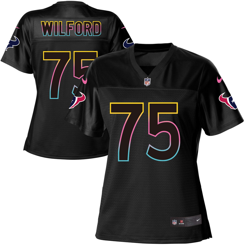 Women's Game Vince Wilfork Nike Jersey Black - #75 Fashion NFL Houston Texans